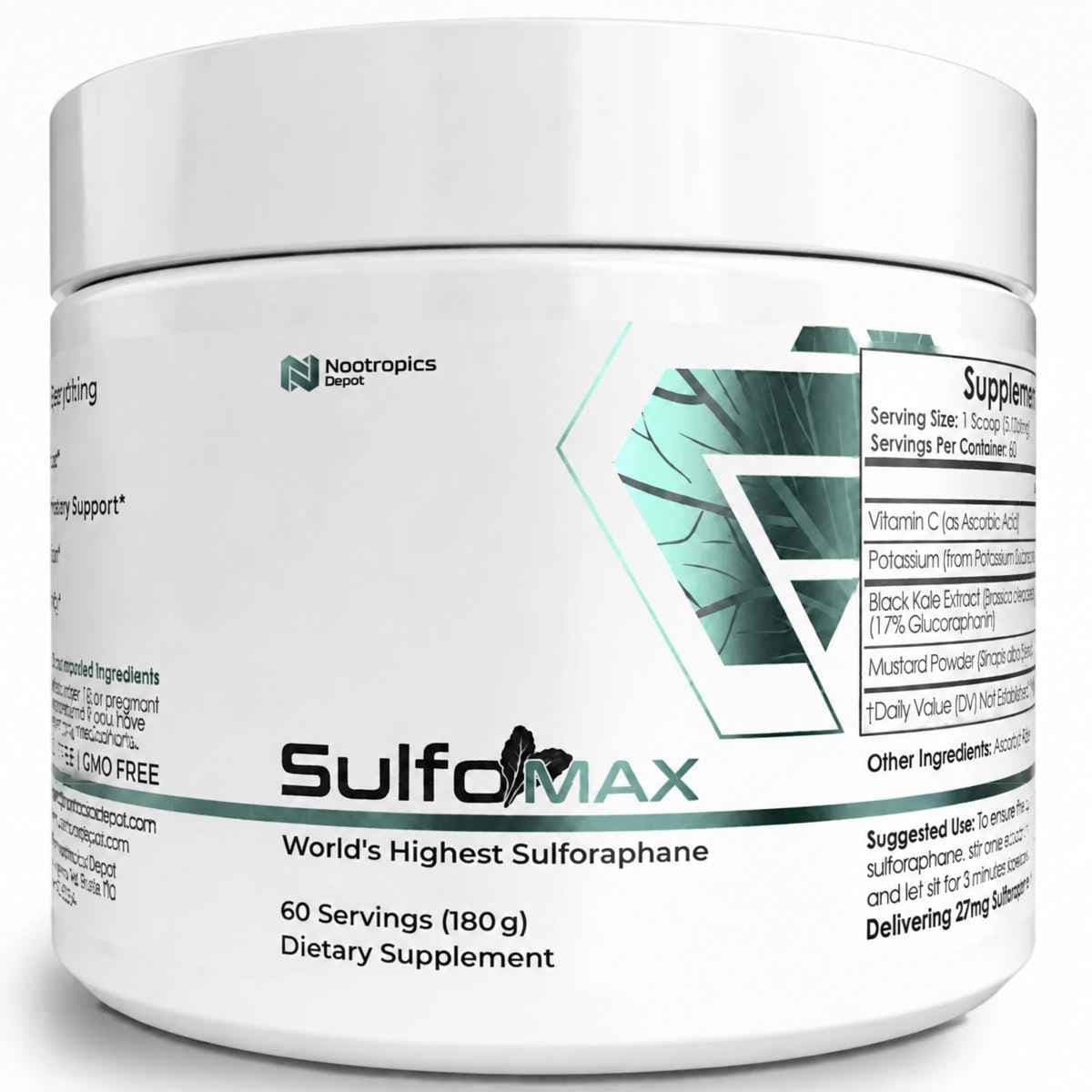 Nootropics Depot SulfoMax 60 servicios (180 g) en polvo, imagen frontal