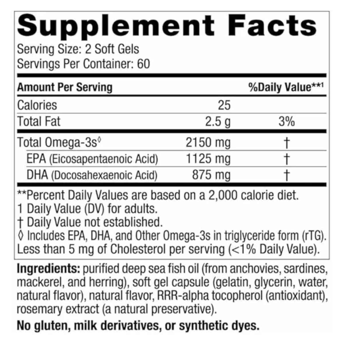 Tabla nutricional del suplemento Nordic Naturals Ultimate Omega 2X limón 120 cápsulas blandas