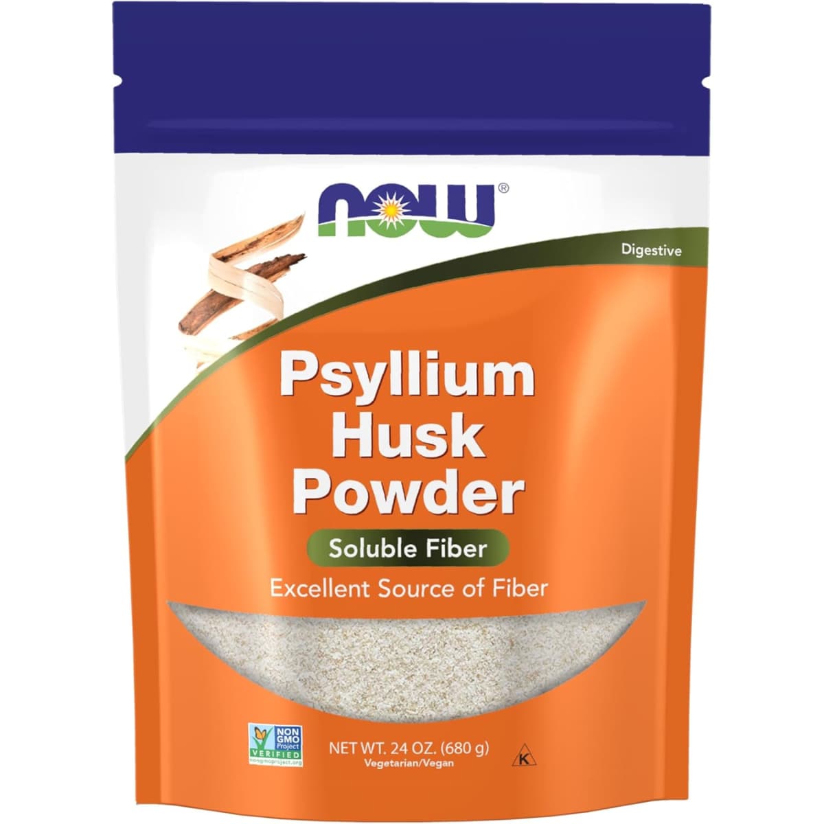 Bolsa de suplemento NOW Foods Cáscara de Psyllium en Polvo 6 g 680 g