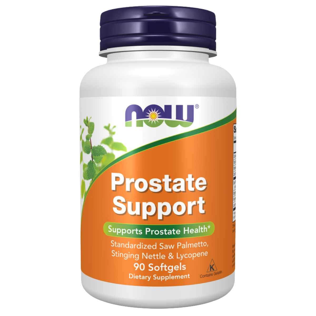 Frasco de suplemento Now Foods Prostate Support 90 cápsulas blandas