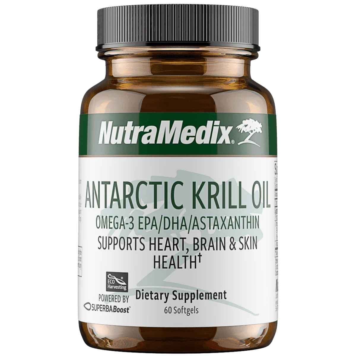 Frasco frontal de NutraMedix Aceite de krill antártico con omega 3, presentación de 60 cápsulas blandas