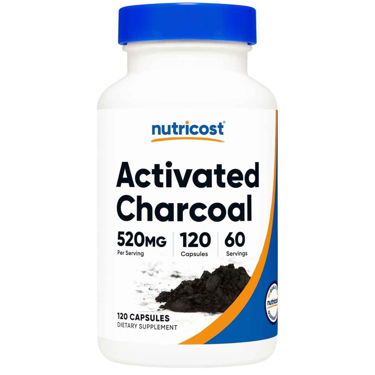 Frontal de Nutricost carbón activado 520 mg 120 cápsulas