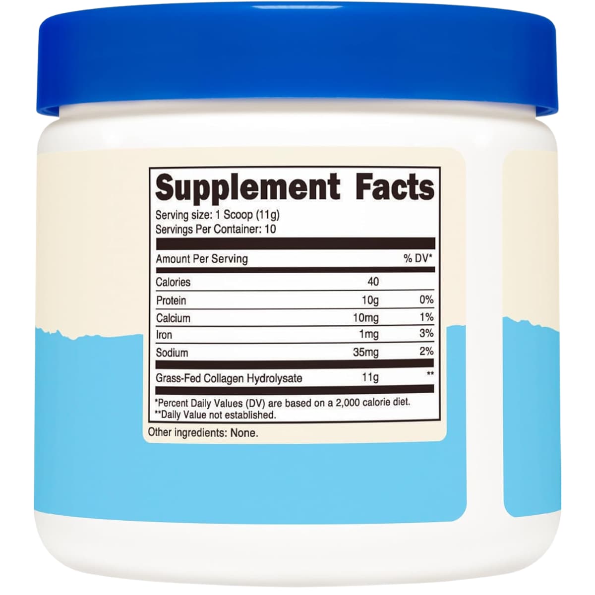 Tabla nutricional del suplemento Nutricost Colágeno Hidrolizado Bovino Sin Sabor 113 g