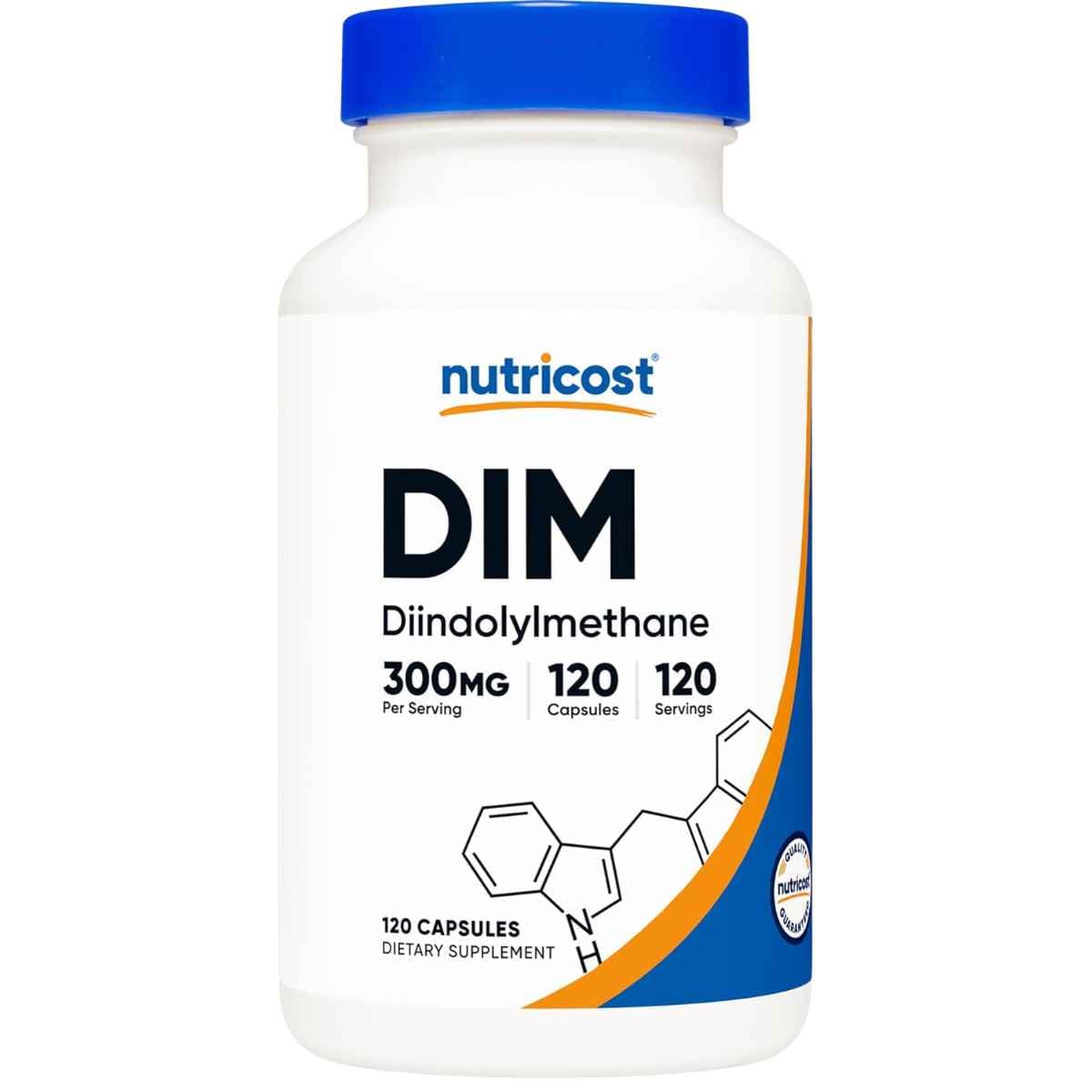 Frasco de suplemento Nutricost DIM 300 mg 120 cápsulas
