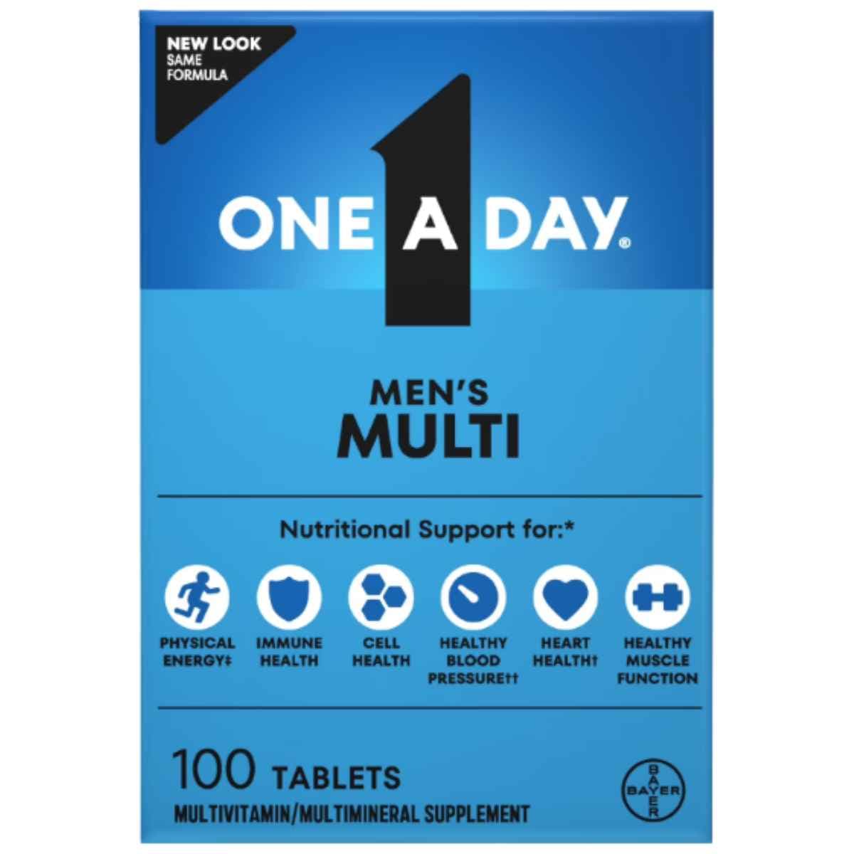 Empaque de One A Day Men's Multi, presentación de 100 tabletas.