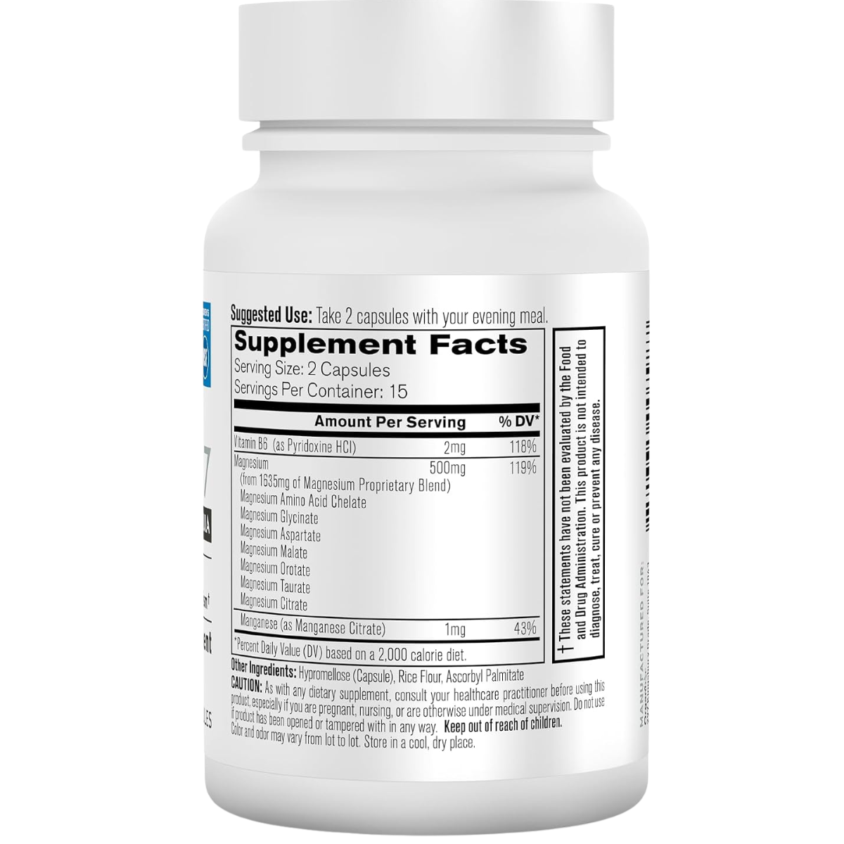 Información del suplemento de Organixx Magnesium 7 complejo de magnesio, 30 cápsulas