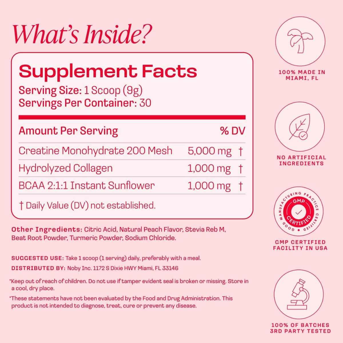 Tabla nutricional Peach Perfect Creatine Peach