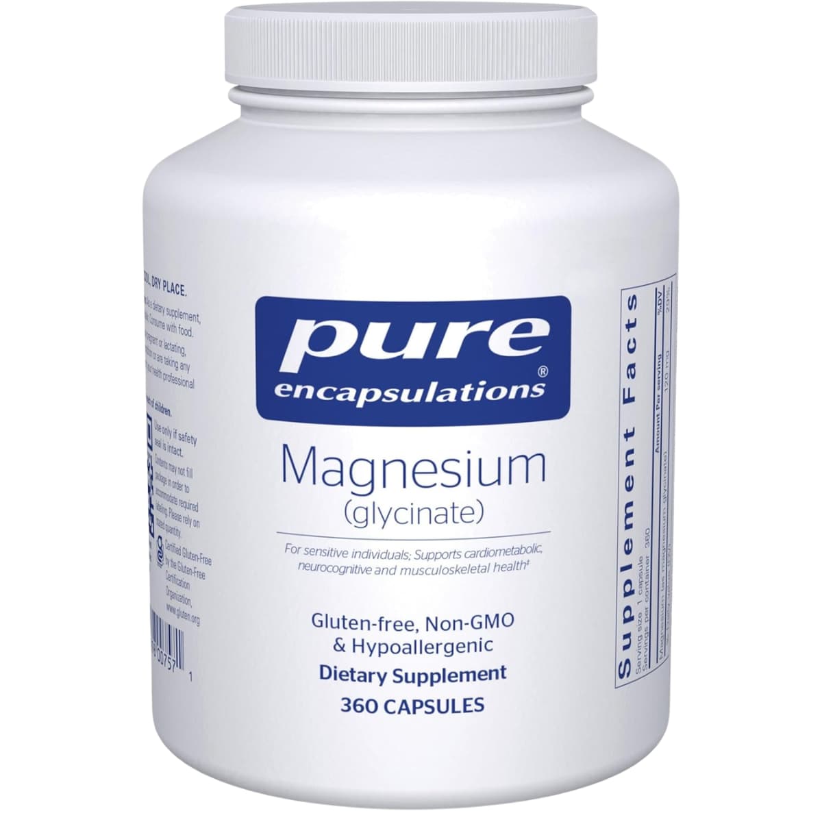 Pure Encapsulations glicinato de magnesio 120 mg en frasco de 360 cápsulas
