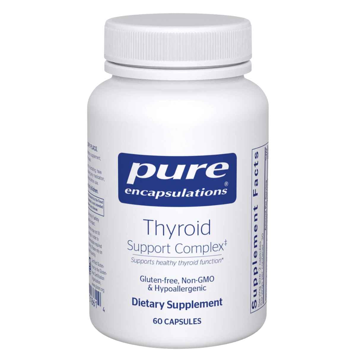 Frasco de suplemento Pure Encapsulations Thyroid Support Complex 60 cápsulas