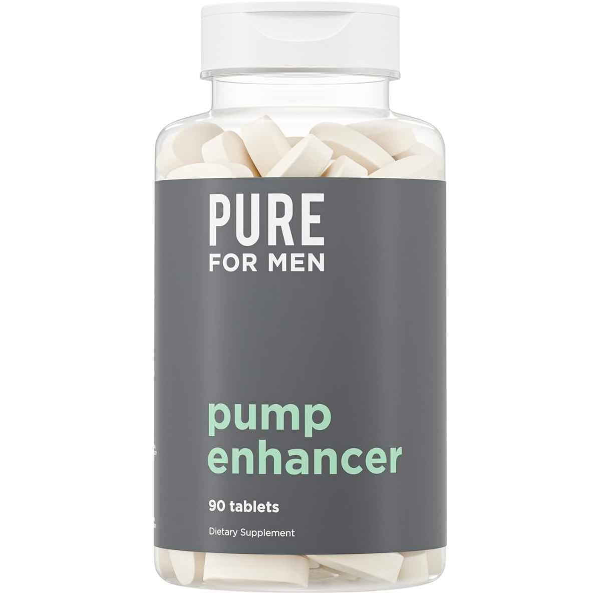 Frasco de suplemento Pure for Men L-Arginina y L-Citrulina 90 tabletas