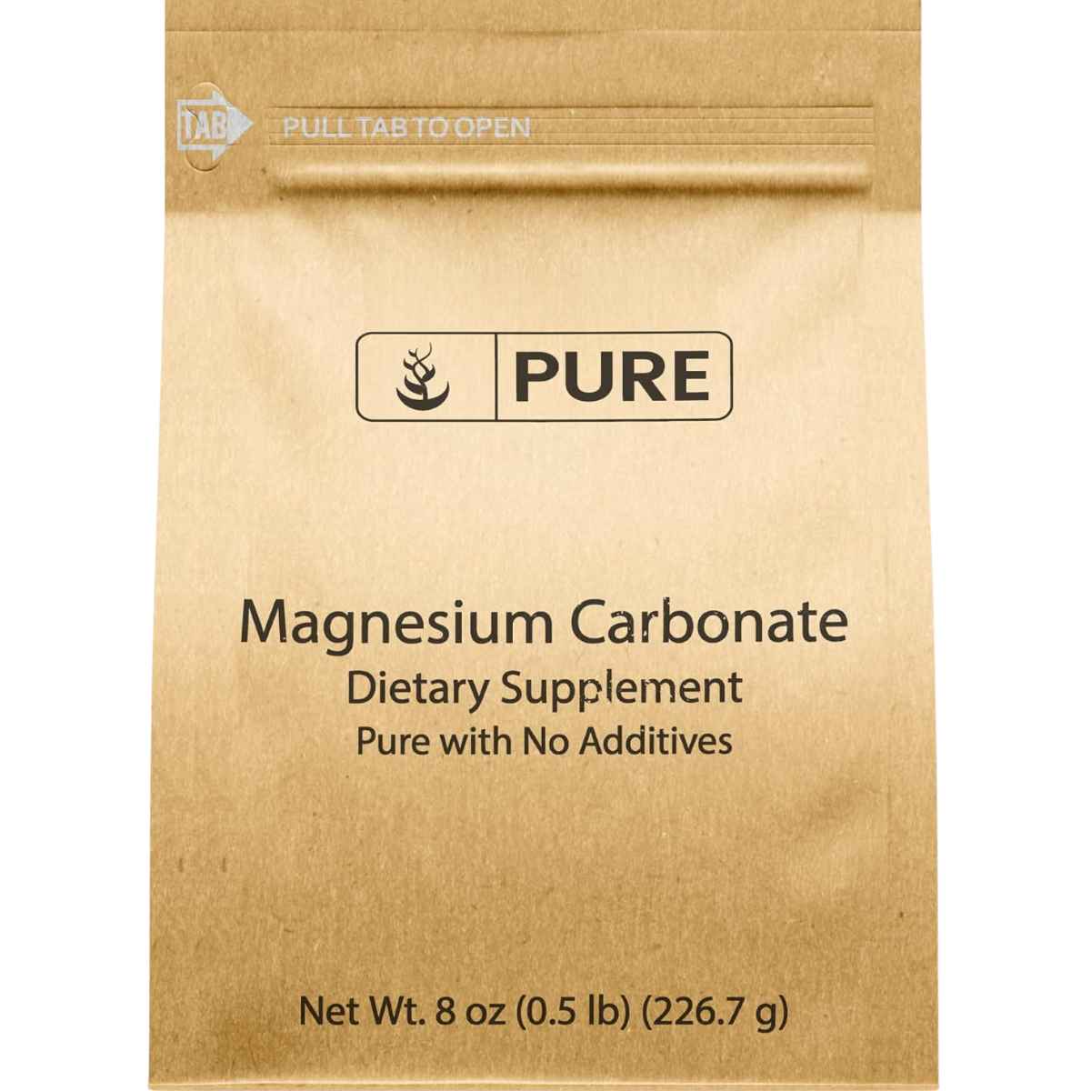 Pure Original Ingredients carbonato de magnesio, 226,7 g, vista frontal.
