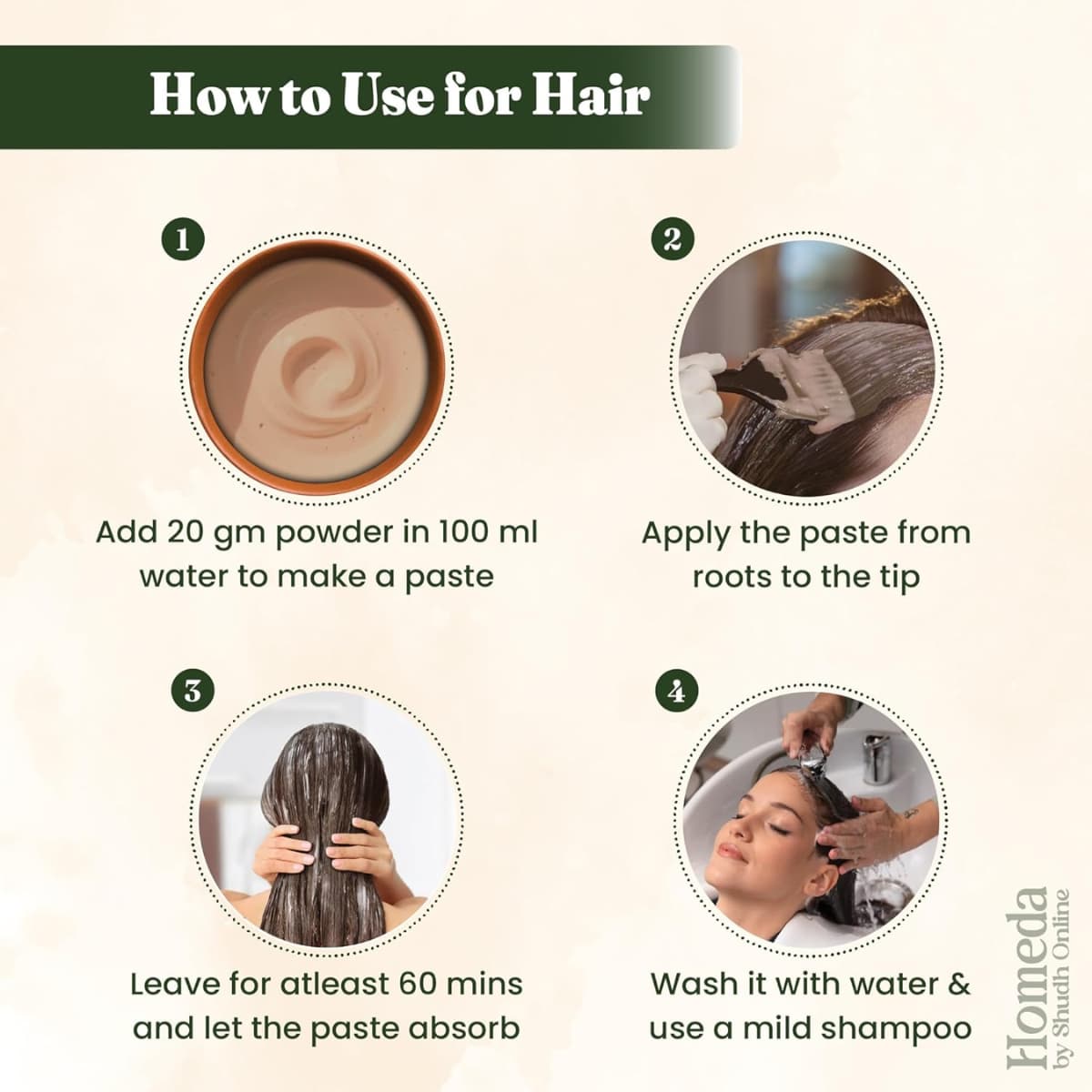 Instrucciones sobre el modo de uso del suplemento Shudh Online Amla en Polvo 3.5 oz Polvo