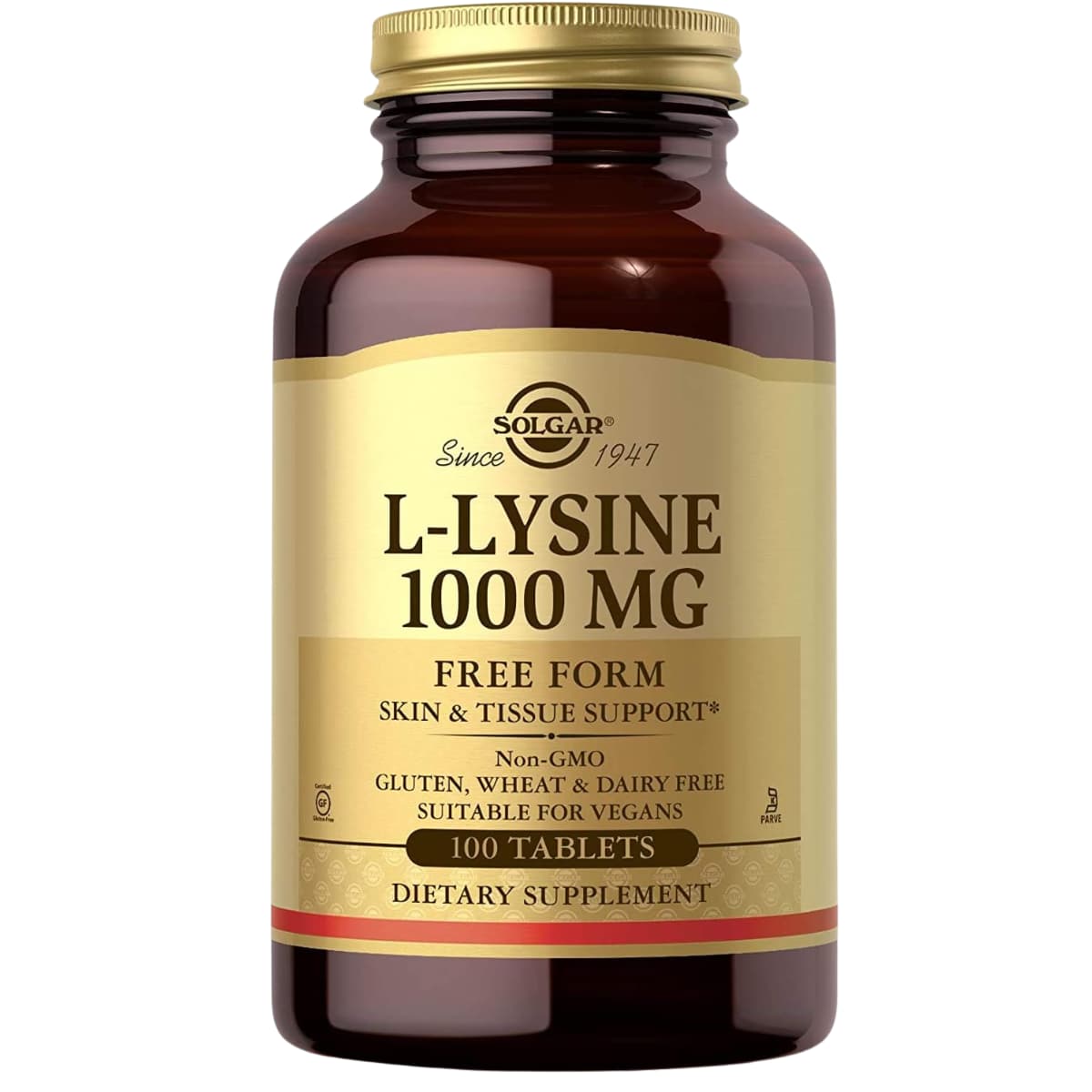 Solgar L-lisina 1000 mg, frasco de 100 tabletas