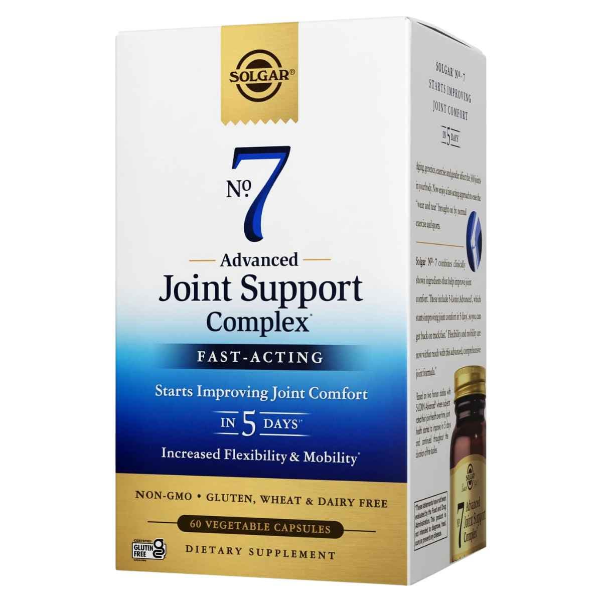 Frasco de suplemento Solgar No. 7 Advanced Joint Support Complex 60 cápsulas
