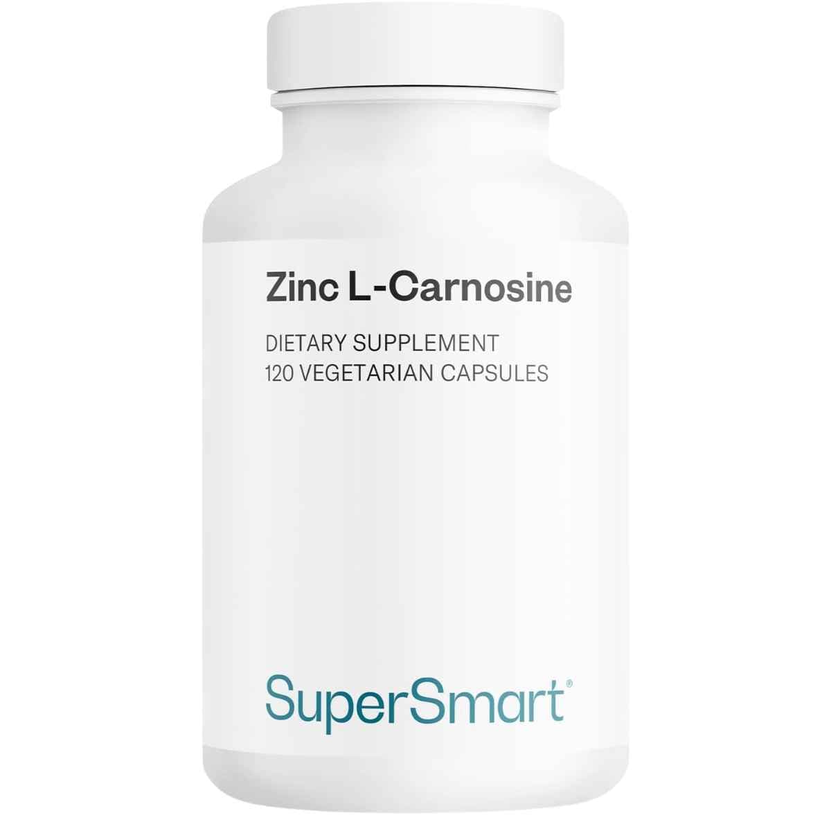 Frasco de suplemento SuperSmart Zinc L-Carnosine 75 mg 120 cápsulas