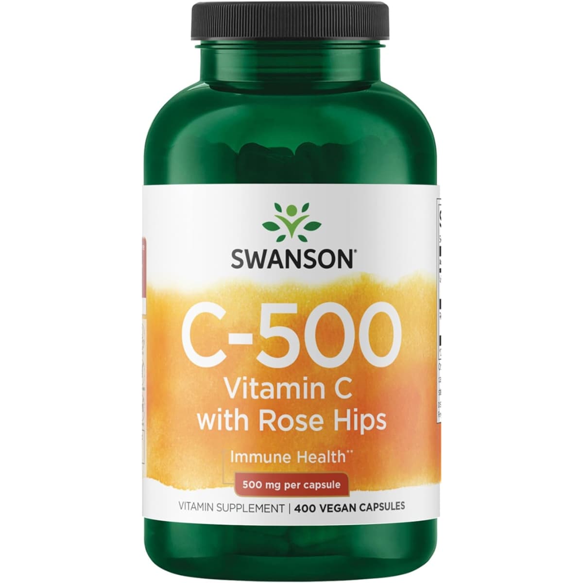 Frasco de suplemento Swanson Vitamina C con Rosa Mosqueta 500 mg 400 cápsulas