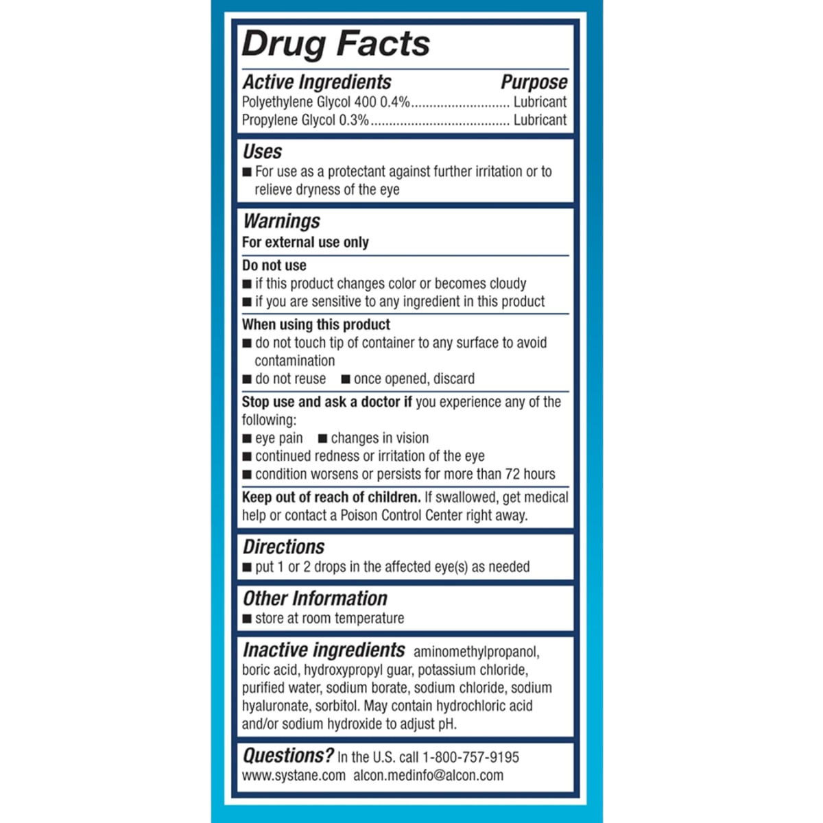 Información del producto de Systane Hydration PF gotas lubricantes para ojos