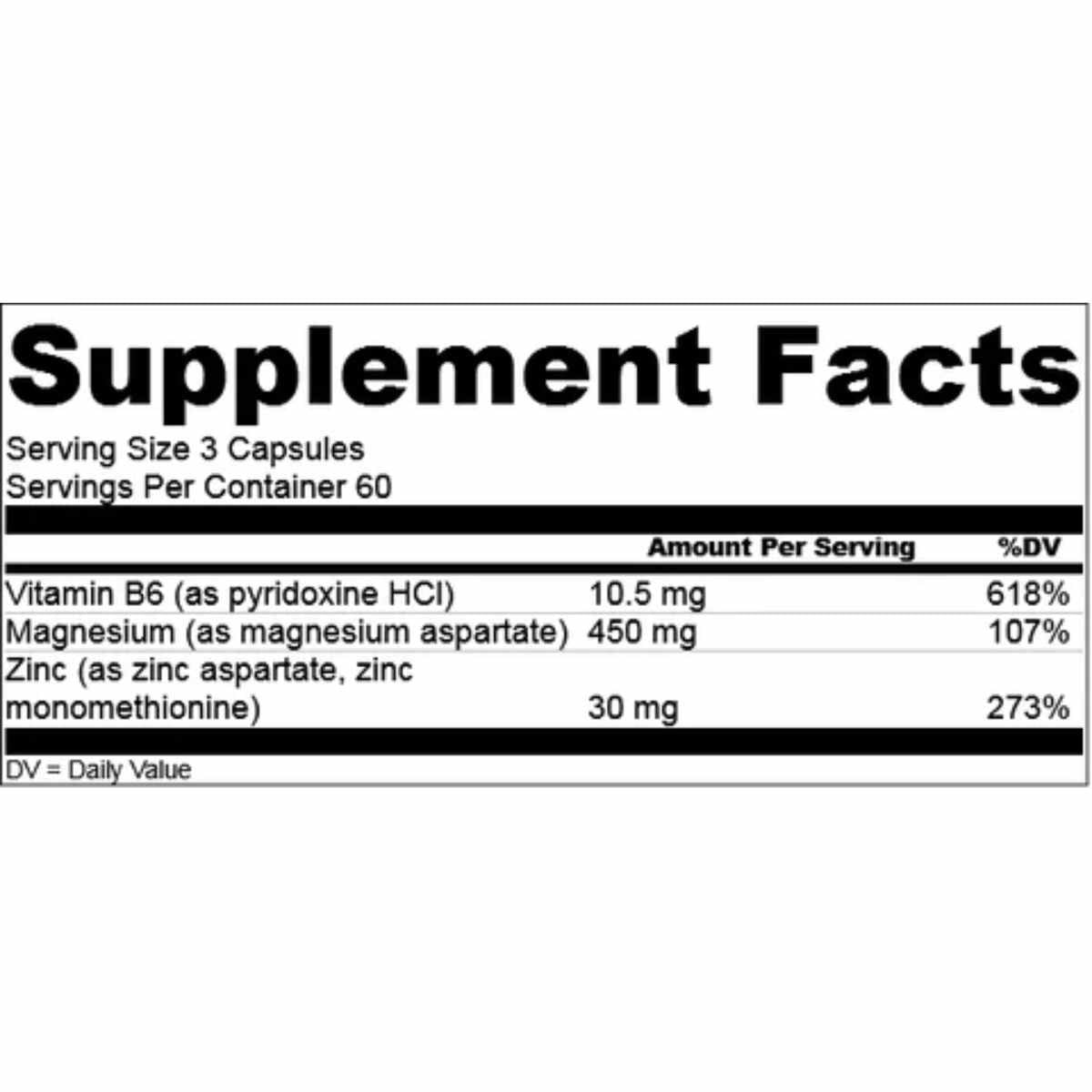 MTS Nutrition zinc magnesio b6 - 180 Cápsulas - 60 Servicios - Tabla Nutricional - Haz Tu Pedido