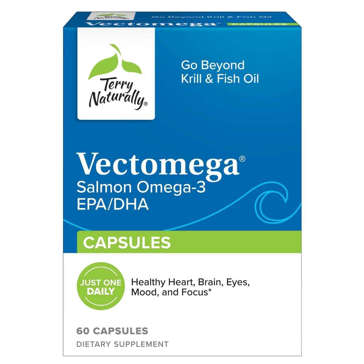 Frasco de suplemento Terry Naturally Vectomega 60 cápsulas