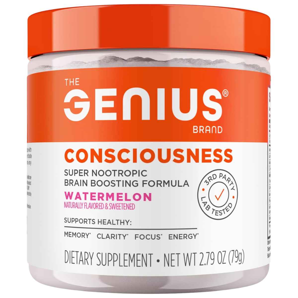 Frasco de suplemento The Genius Brand Genius Consciousness sabor Watermelon 79g