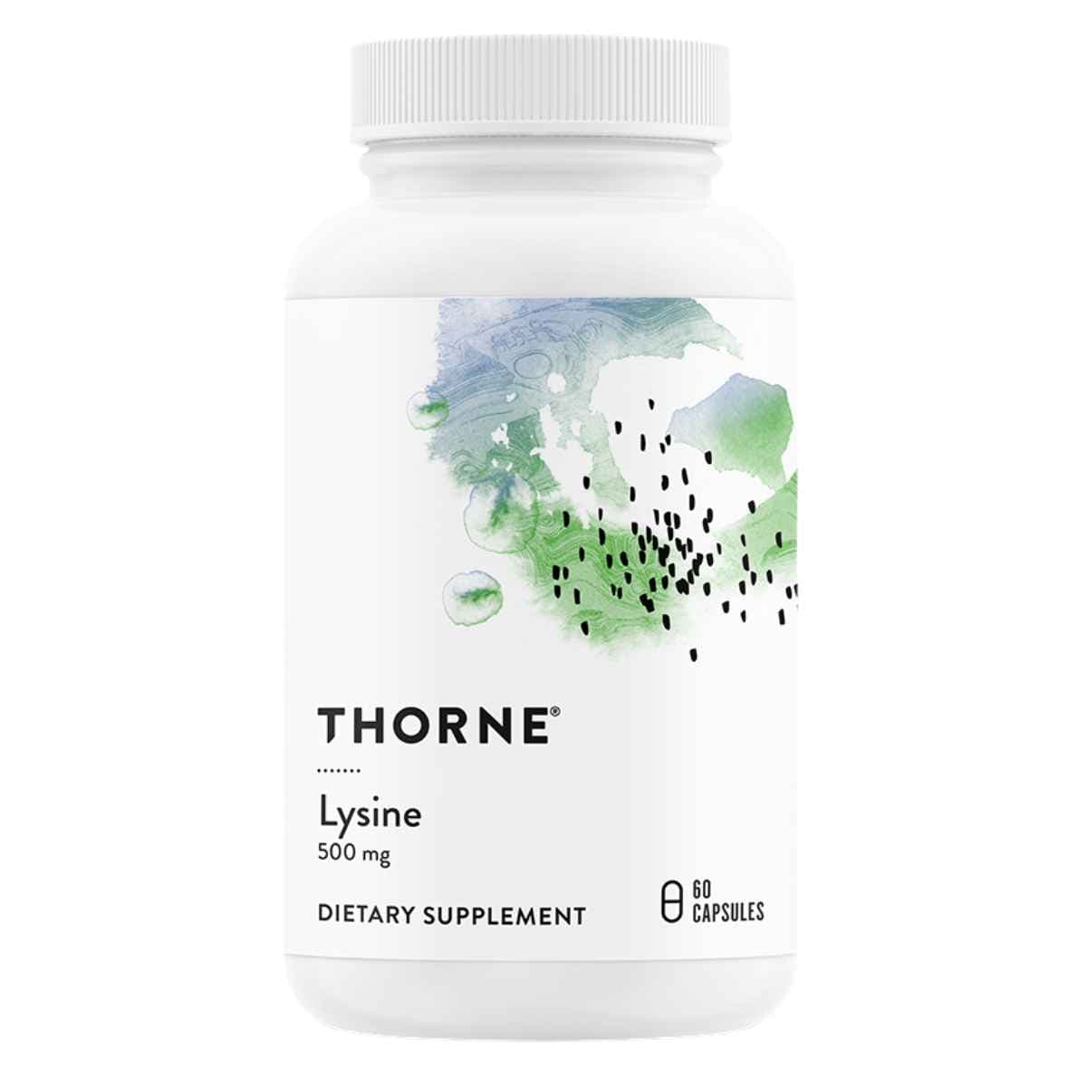 Frasco de suplemento Thorne L-Lisina 500 mg 60 cápsulas