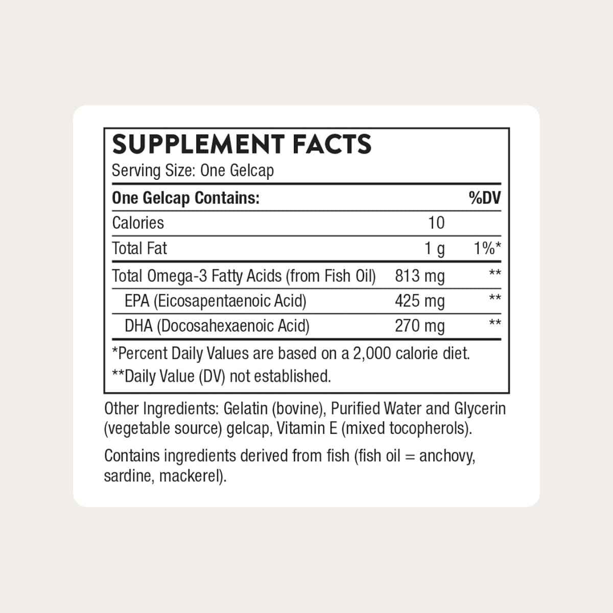 Información del suplemento THORNE Super EPA omega 3 en presentación de 180 cápsulas blandas