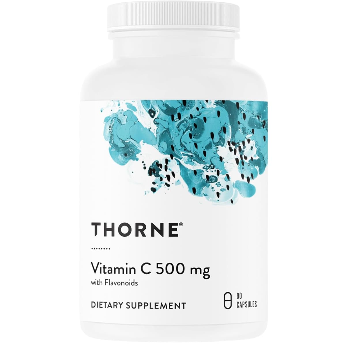 Frasco de suplemento Thorne Vitamina C con Flavonoides 500 mg 90 cápsulas
