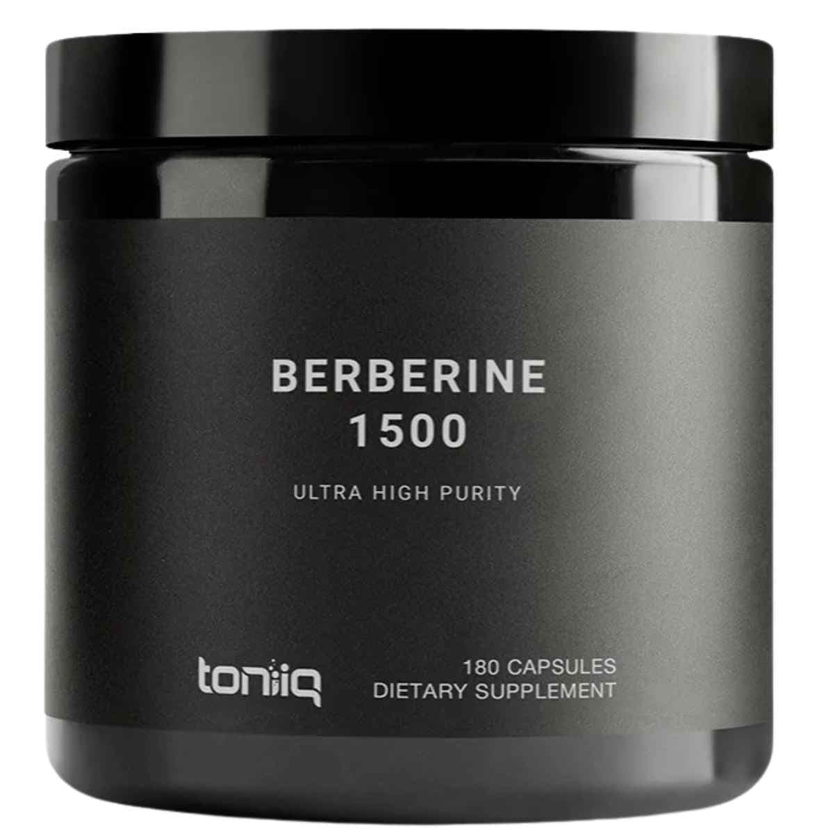 Frasco de suplemento Toniiq Berberina 1500 mg 180 cápsulas