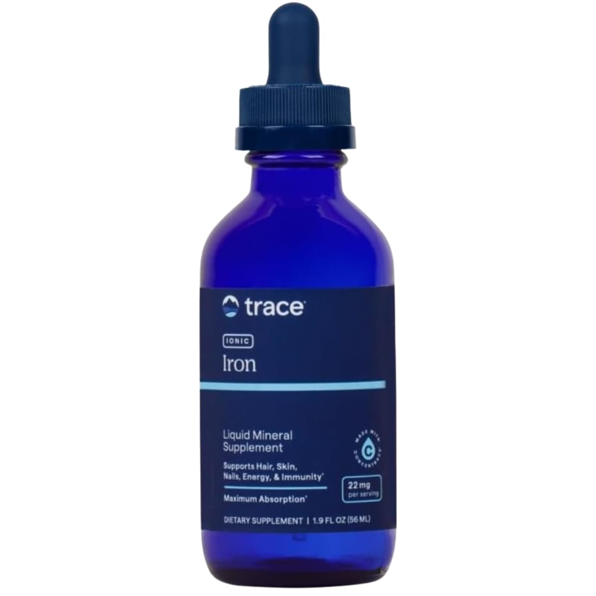 Frasco de suplemento Trace Minerals Hierro Iónico 22 mg 56 ml
