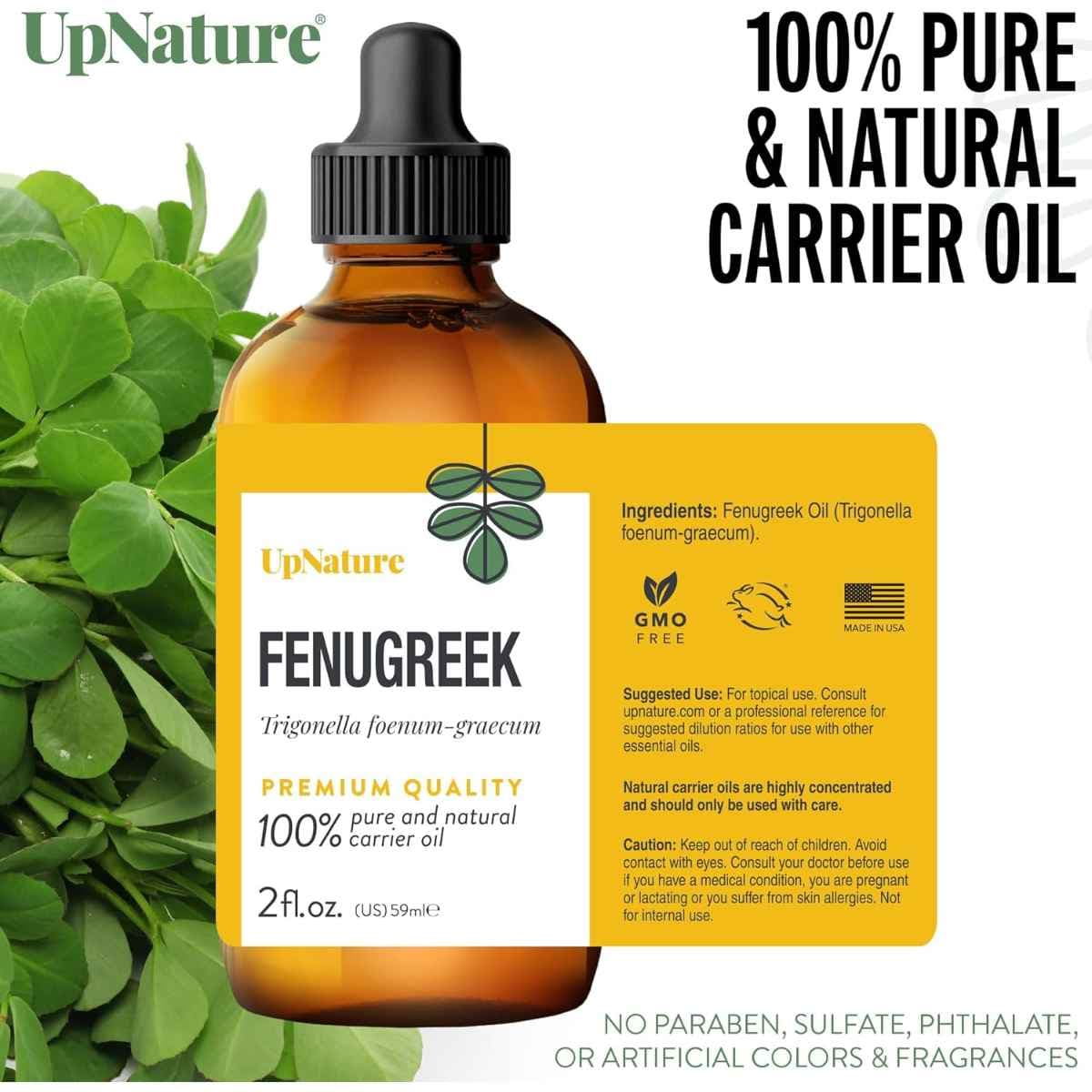 Tabla nutricional del suplemento UpNature Aceite de Fenogreco 59 ml líquido