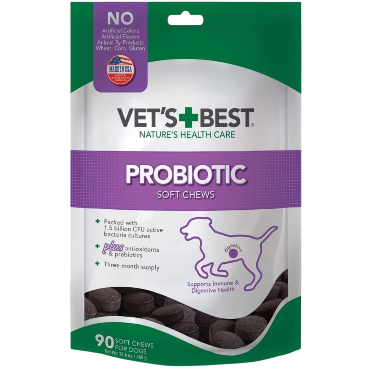 Bolsa de suplemento Vet's Best Probióticos para Perros 90 masticables