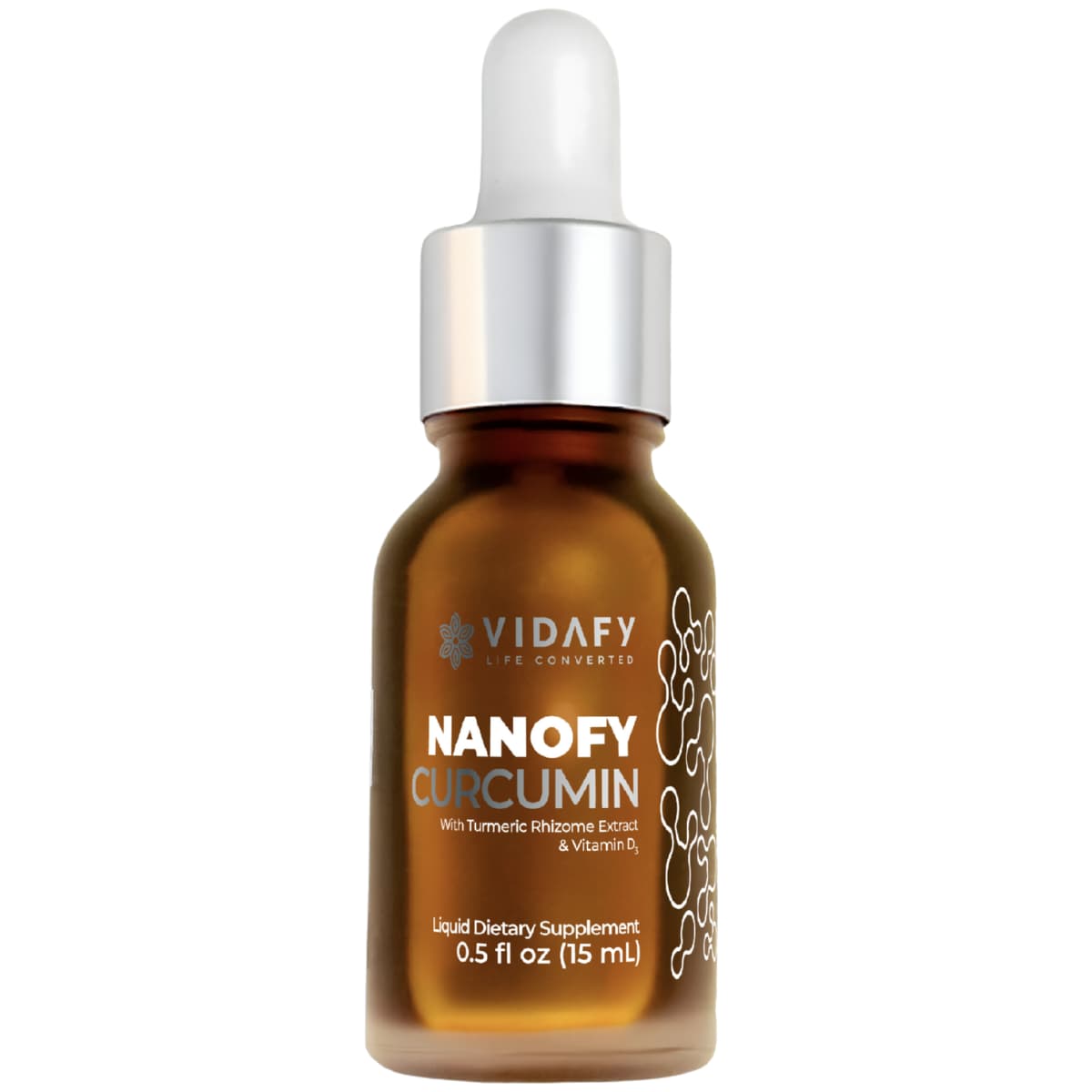 Frasco de suplemento Vidafy Curcumina Nanificada 15 ml