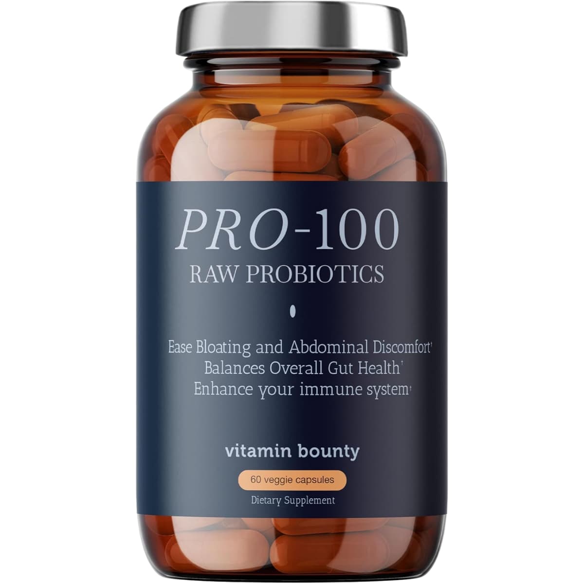Frasco de suplemento Vitamin Bounty Probióticos Pro-100 100 Billones CFU 60 cápsulas
