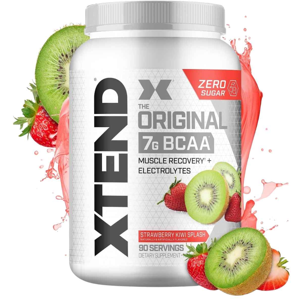 Frasco de suplemento XTEND Original 7g BCAA Strawberry Kiwi Splash 90 servicios