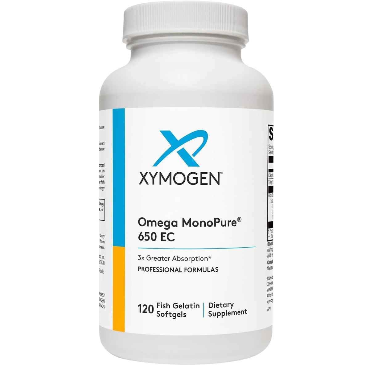XYMOGEN Omega MonoPure 650 EC omega 3 120 cápsulas blandas frontal