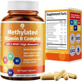 Frasco de suplemento 1 Body Methylated Vitamin B Complex 60 cápsulas
