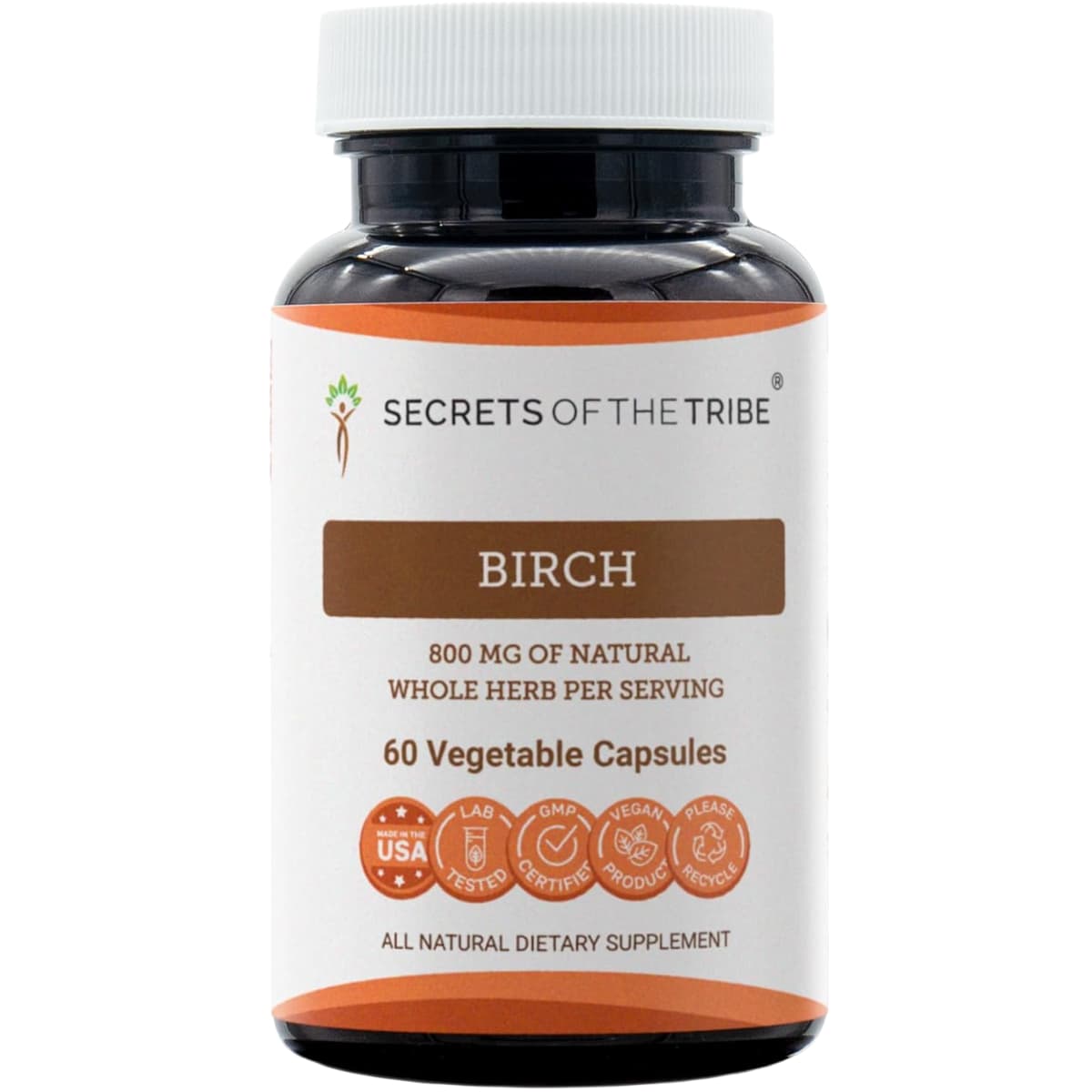 Secrets Of The Tribe Abedul 800 Mg Para Detox y Salud Renal – 60 Cápsulas Vegetales