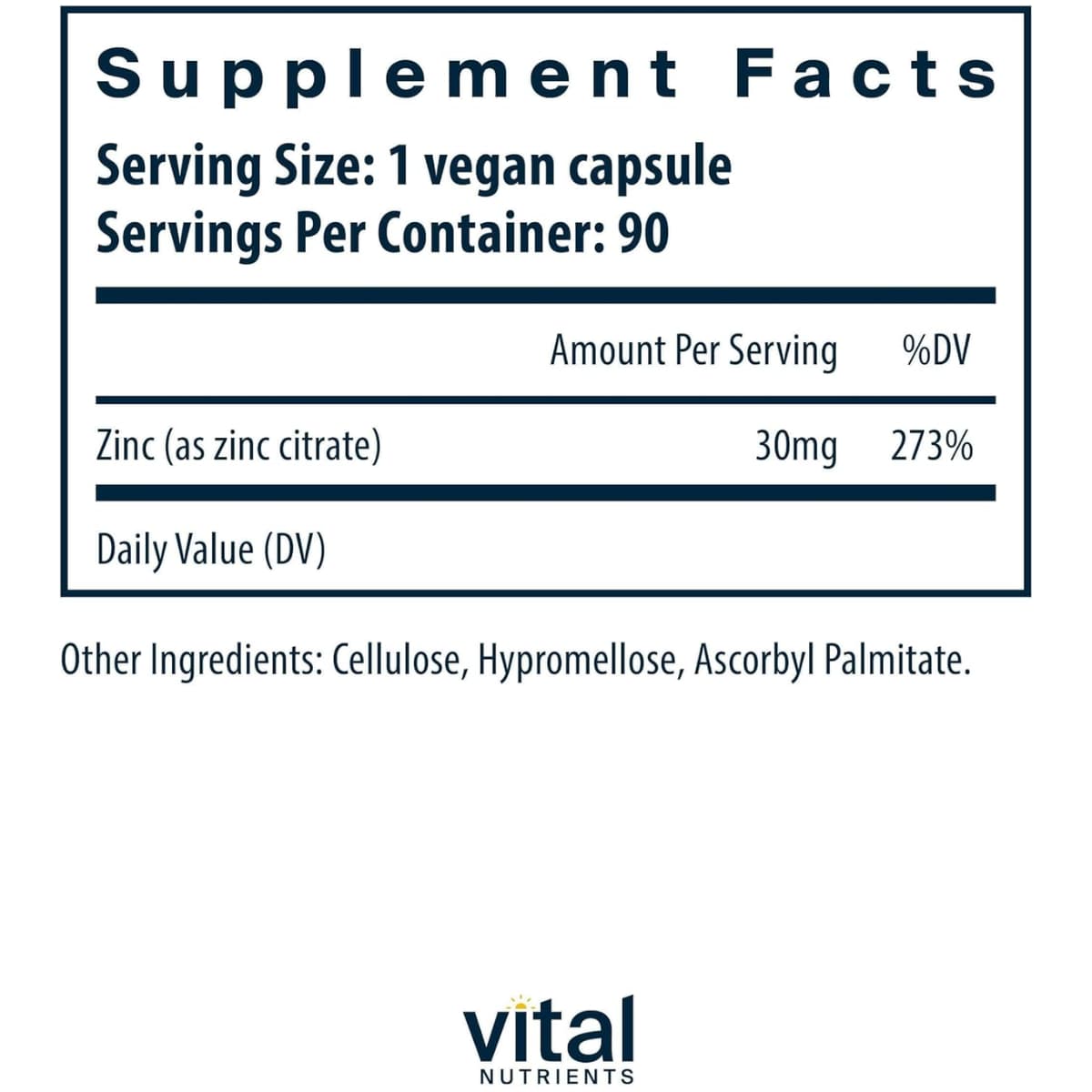 Vital Nutrients - Citrato de Zinc (30 mg)