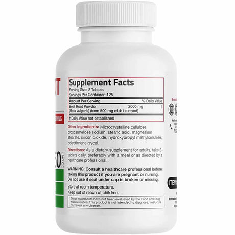 Raíz de Remolacha 2000 mg - 250 Tabletas Vegetarianas - Haz Tu Pedido