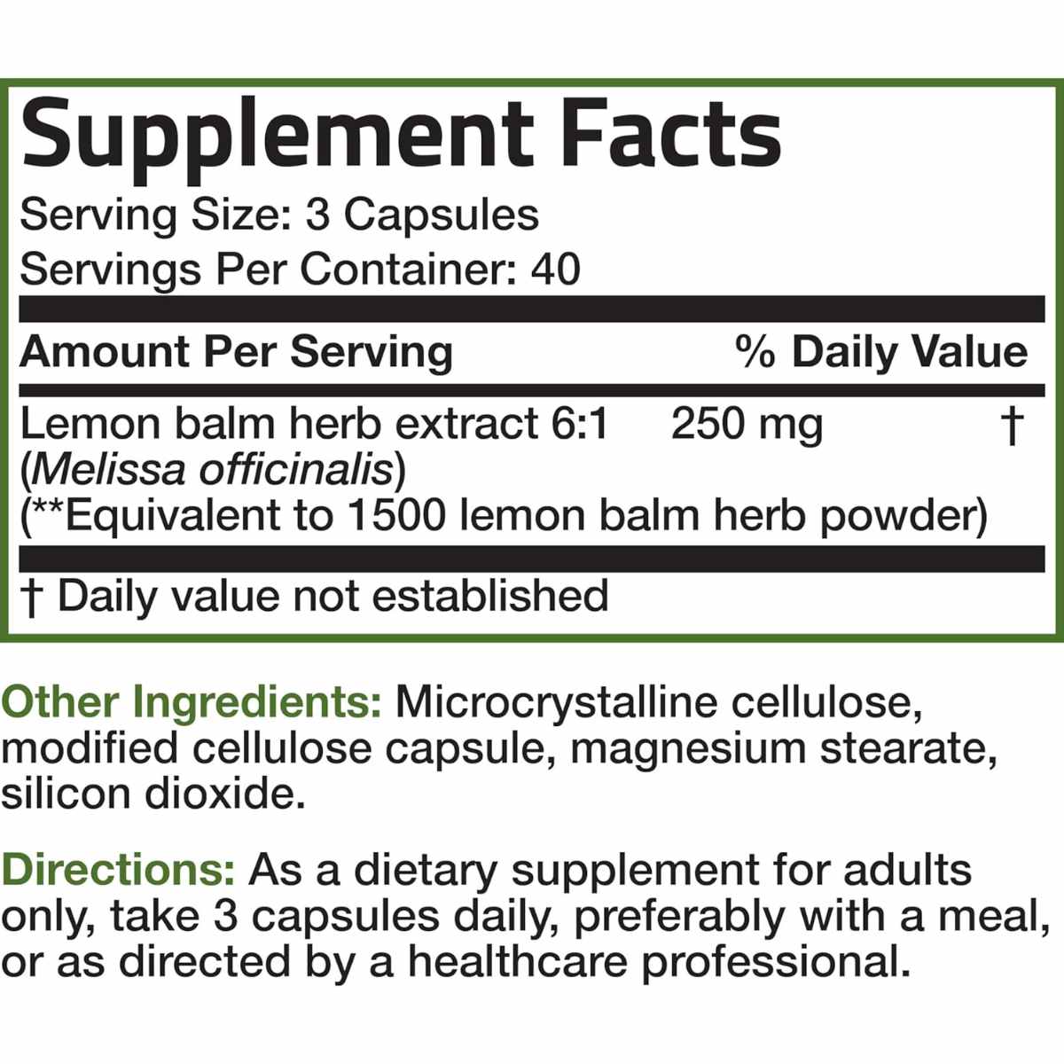 Melissa Bálsamo de limón - 1500 mg - Haz Tu Pedido