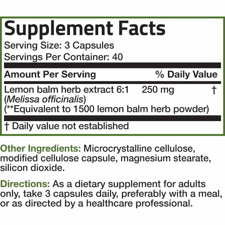 Melissa Bálsamo de limón - 1500 mg - Haz Tu Pedido