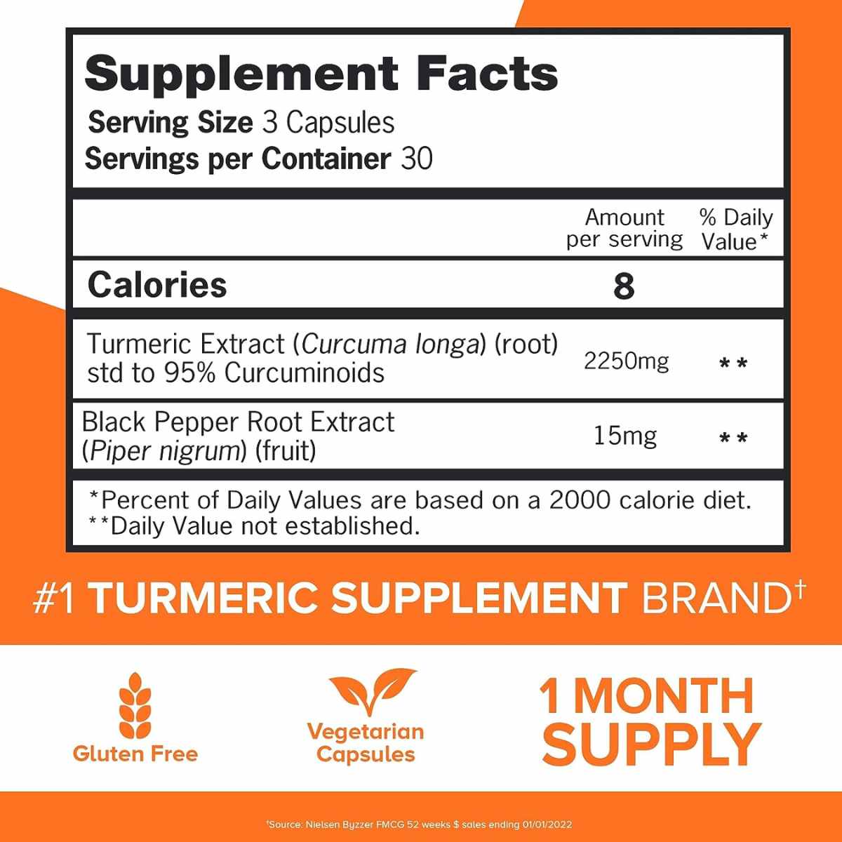 Cúrcuma - 2250 Mg - 90 Cápsulas - Haz Tu Pedido