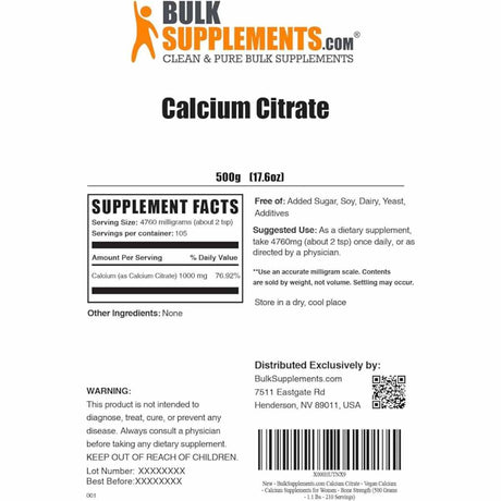 Citrato de Calcio en Polvo - 1000mg - Haz Tu Pedido