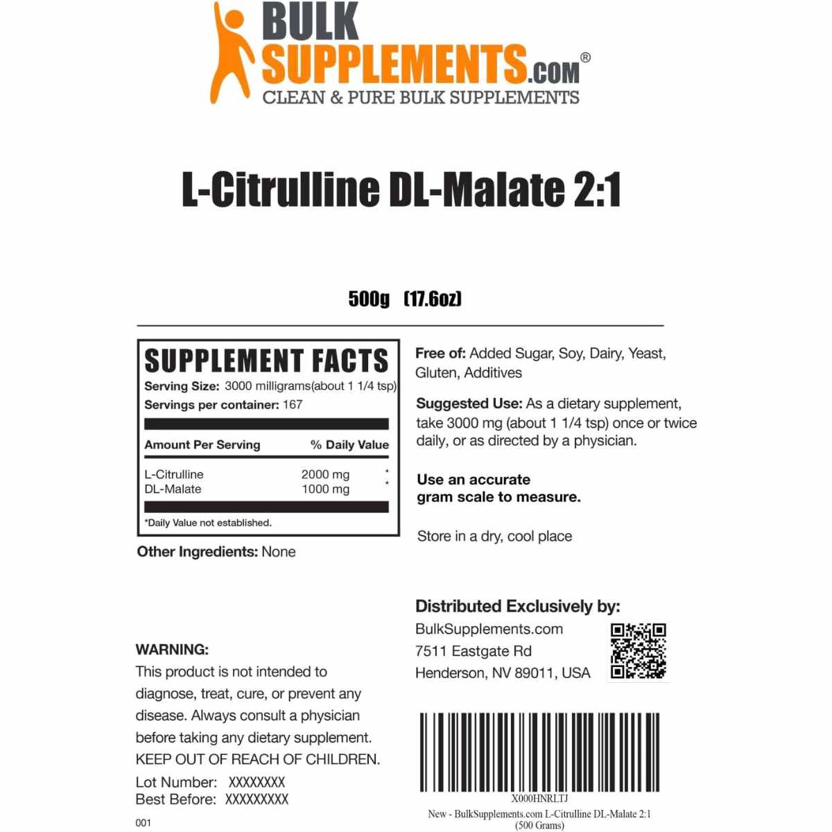 L-Citrulina L-Malato - 3000 mg - Haz Tu Pedido