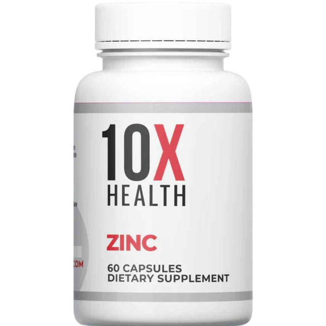 Frasco de suplemento 10X Health System Zinc Picolinato 60 cápsulas