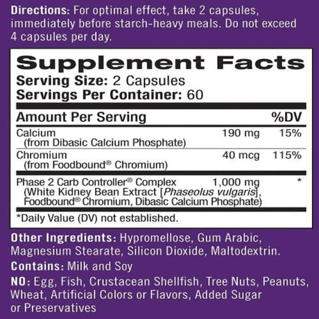 Natrol Carb Intercept with Phase 2 - 120 Cápsulas Vegetales - Haz Tu Pedido