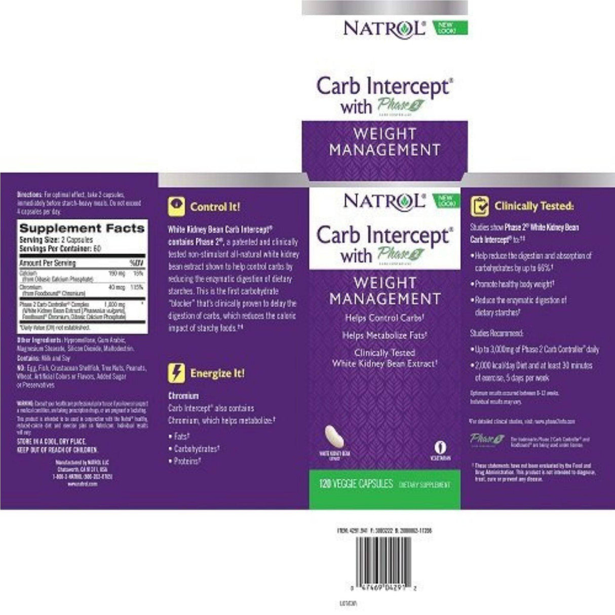 Natrol Carb Intercept with Phase 2 - 120 Cápsulas Vegetales - Haz Tu Pedido