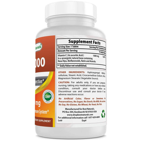 Best Naturals Vitamin C - 1000 mg - 240 Tabletas - Haz Tu Pedido