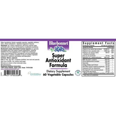 Bluebonnet Super Antioxidants Formula - Vegetable Capsules - Haz Tu Pedido
