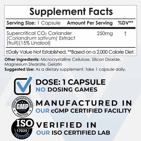 Extracto de Cilantro CO2 - 250 mg - 30 Cápsulas - Haz Tu Pedido